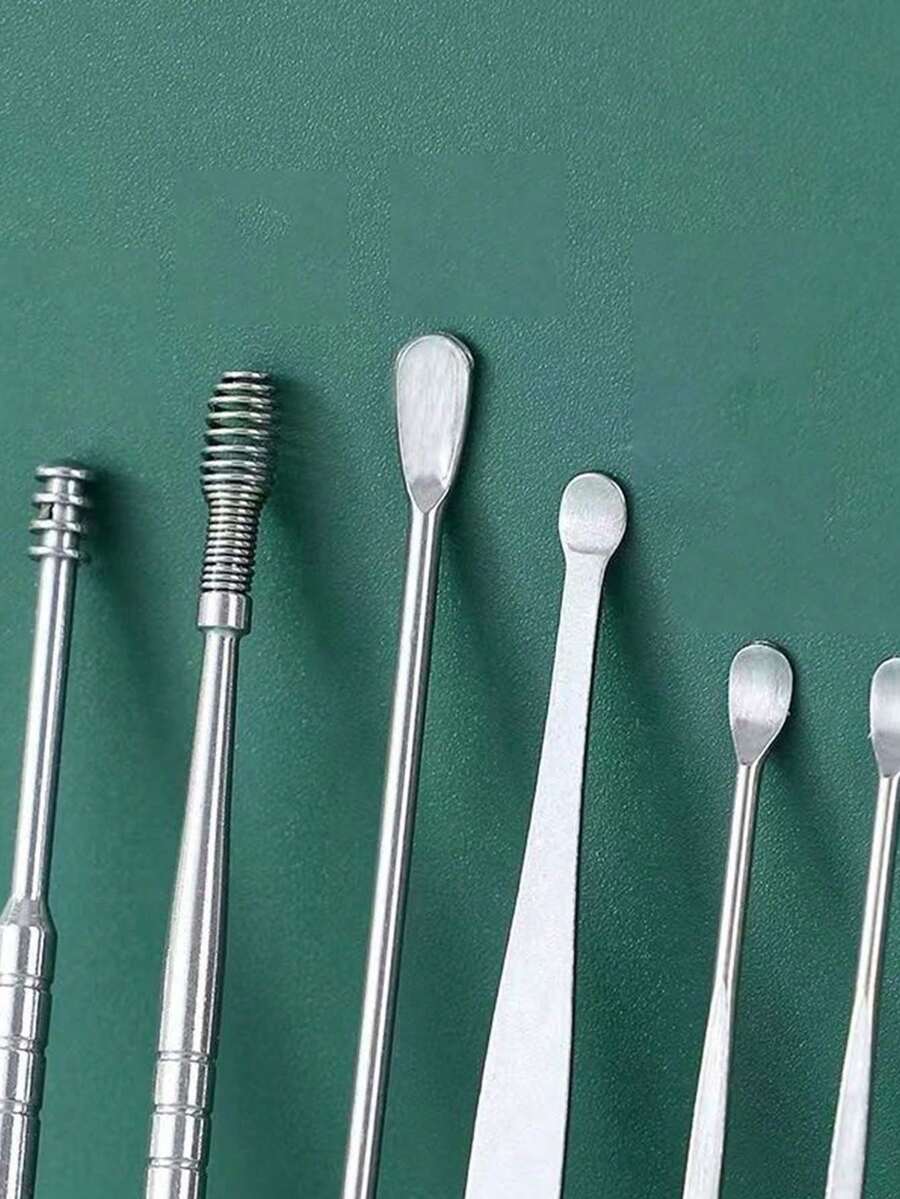 1PC Portable Ear Wax Removal Set With 6-Piece Spiral Spring Ear Cleaner Tools, Compact Travel Ear Care Kit, Gentle Stainless Design For Home Trips Holidays Parties, Gift For Women Moms Daughters Friends Kids Couples, Jewelry-Inspired Detailing, Washable & Durable Accessory - Màu vàng - Xem 1