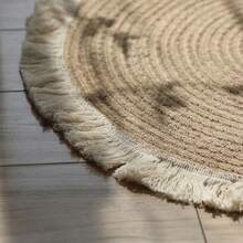 1 pièce Tapis rond tressé fait main nordique, lavable pour la chambre à coucher, la coiffeuse - Nude - Voir 3