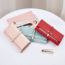 CLUCI Cartera de Cuero para Mujer Titular de la Tarjeta de Crdito Triple Delgado de Diseador para Mujer - Rojo - Ver 7