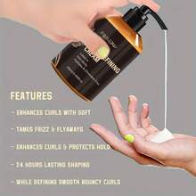 Crema Para Rizos de 280Ml Contiene Aceite de Argán Marroquí , Aceite de Ricino y Aceite Esencial de Romero, Diseñada para Realzar el Brillo y el Volumen para Cabello ondulado y rizado, Proporcionando hidratación profunda y cuidado para peinados. - Negro - Ver 8