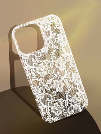 1pc Romantic Lace Pattern Soft Transparent Airbag Phone Case, Anti-Slip, Suitable For IPhone 11/12/13/14/15/16 Pro Max