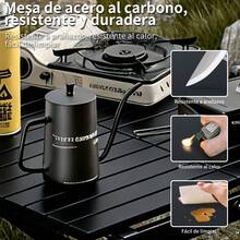 Mesa plegable portátil para camping, apta para 2-4 personas, ligera y enrollable para uso en exteriores, incluye bolsa de almacenamiento, ideal para senderismo, picnics, barbacoas, excursiones a la playa y comidas al aire libre. - Negro - Ver 3