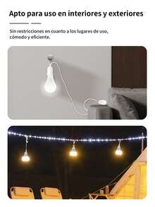 5M Base de Lámpara con Botón de Interruptor y Cable de Alimentación, 110V, Zócalo de luz colgante con cable de alimentación Con enchufe interruptor Zócalo de lámpara E27 Cable de luz,Soporte de Rosca Blanco para Bombillas LED, Compatible con la Mayoría de los Lámparas, Fácil Instalación, No Requiere Batería, Portalámparas, Construcción Duradera, Casquillo de Lámpara, Adaptador de Bombilla, Accesorio para Lámparas - Blanco - Ver 4