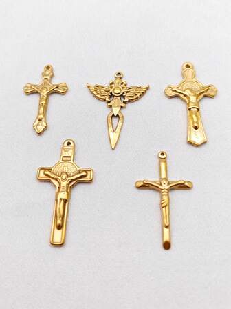 1pc Stainless Steel Plated Cross Pendant Jewelry Accessory