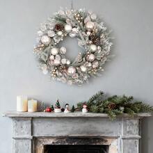 Durable Outdoor Christmas Wreath  Shatterproof Ball Decorated On Mixed Pine For All-Weather Front Door - 黑色 - 查看 5