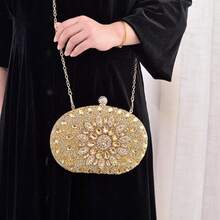 Women's Exquisite Quiet Luxury Elegant Glamorous Sparkly Crystal Rhinestone Evening Clutch - Glitter Wristlet Handbag With Detachable Chain For Wedding, Party, Prom, Date Night & Formal Events - Vàng - Xem 7