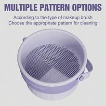 Multi-Function Cosmetic Brush Cleaning Bucket & Storage Organizer - Detachable Design With Cleaning Compartment, Portable Tool For Makeup Brush Care & Vanity Organization - Màu tím - Xem 11