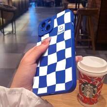 White Grid Phone 14 13 15 Pro 11 12 Pro 8 14 15 Plus X XS XR Shockproof  Fashion Back Cover.Accessories. - M88 nhỏ màu xanh - Xem 6