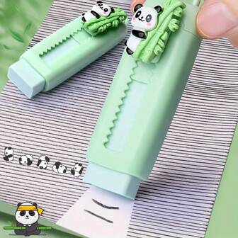 Panda Pencil Erasers, Smudge-Free Super Clean No Trace Cartoon Cute Push-Pull Erasers
