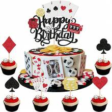24 PCS Casino Poker Cupcake Toppers For Birthday Party Decorations - 設計 9 - 查看 12