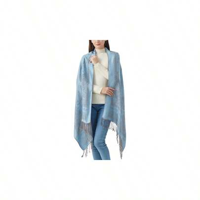 Bufanda de pashmina rosa, chales y envolturas de pashmina de invierno para mujer, para vestidos de noche Sy 5, gris, azul claro
