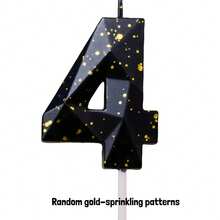 1 vela de aniversário preta com glitter dourado - Design com números brilhantes para festas em ambientes fechados, cera de alta qualidade de queima rápida, perfeita para bolos e comemorações, velas de aniversário para bolo, acessórios para festas, design festivo de vela - Preto - Ver 16