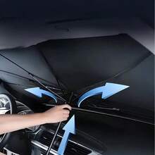 LÈRFM [MXBTG-] 1 Piece Car Windshield Sunshade, Foldable Reflective Sunscreen For Car Front Window Protects Vehicle From UV Rays And Heat, Keeps Vehicle Cool, Suitable For Most Vehicles - Black - View 5
