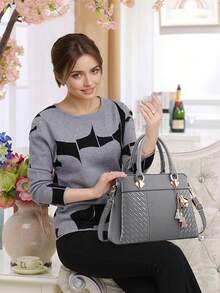 Womens Purses And Handbags Top Handle Satchel Shoulder Bags Messenger Tote Bag - Xám - Xem 6