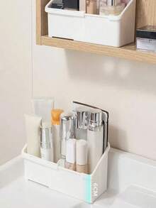 1 pieza Organizador de maquillaje ajustable, caja de almacenamiento de cosméticos y cuidado de la piel para tocador, bandeja de compartimentos para escritorio - Multicolor - Ver 3