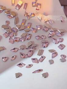 100pcs Colorful Flashing Cubic Zirconia Flat Bottom Nail Art Rhinestones, K9 Faceted Flat Bottom Asymmetrical Shape Nail Gems, Assorted Color Nail Decorations Nails Nail Supplies - Multicolor - View 23