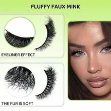 7 Pairs 3D Fluffy Mink Lashes, Artificial False Eyelashes Set, Natural/Dramatic/Thick/Curling Styles For Cat Eye, Cosplay, Holiday Party, Daily Use - D0HA - View 3
