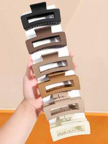 Bộ 4 kẹp tóc vuông tối giản đa năng, tông màu trầm, kích thước lớn - Phù hợp cho phụ nữ và bé gái, thích hợp cho nơi làm việc, giờ nghỉ giải hoặc đi chơi. Kẹp chắc chắn, dễ sử dụng, cần thiết cho những ai yêu thích kiểu tóc sành điệu mà không cần tốn nhiều công sức. - Nhiều màu - Xem 8