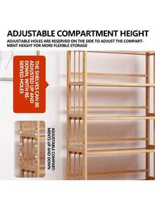 Senmeo Bamboo Bookshelf With Adjustable Shelves, Narrow 4 Or 5 Tier Wooden Bookcase, Natural Storage Shelf Organizer For Small Spaces, Bedroom, Living Room, Home Office, Standing Shelf, Shelf Organizer And Storage, Storage And Organization, Book Shelve, Shelve For Storage, Storage Shelve, Standing Shelf - 5層 - 查看 7