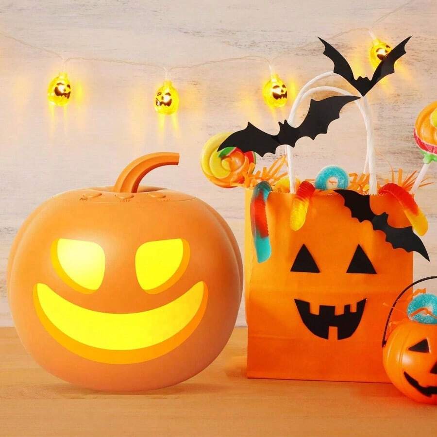 inch Decoraciones de Halloween Luces de Halloween de Interior Calabazas de PVC Animadas Proyector de Halloween con Msica y Expresin, Decoracin de Exterior para Patio, Jardn - naranja - Ver 1
