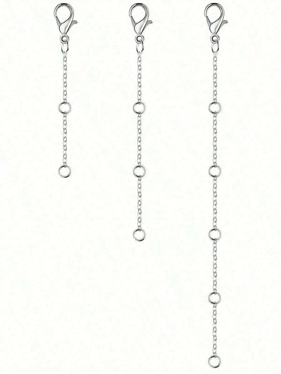 3Pcs Silver Stainless Steel Necklace Extender Chain Necklace Extenders Tail Chains For Bracelet Anklet Stainless Steel Chain Extenders For Jewelry Making - Gold - View 1