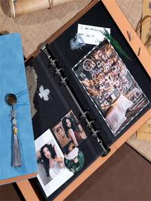 A5复古人造革剪贴簿，自带粘性内页——婚礼宾客签名册，黑色替换芯活页夹，适用于旅行、婚礼、节日——耐用礼品或纪念品，纪念册，经典设计，带保护膜，婚礼宾客