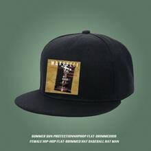 A black earphone-matching cap with a high-cut style and a "MAKAVELI" design, fashionable for men graphic print unisex small head around fashionable haphop baseball cap snapback cap large head around retro snapback baseball cap snapback cap duck cap low cap Baseball cap visual low cap duckville cap flat bill cap sports ball cap breathable - ブラック - チェックする 2