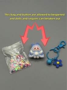 1pc Classic 3-Year-Old Rabbit Plush Doll Series PVC Decoration, Featuring Exquisite Floral Keychain And Glitter Transparent Protective Bag, Lightweight And Portable, Ideal As New Year, Thanksgiving, Christmas, And Other Holiday Limited Edition Gifts, Party Favors, And Family Gathering Presents - Multicolor - View 5