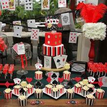 24 PCS Casino Poker Cupcake Toppers For Birthday Party Decorations - 設計 6 - 查看 6