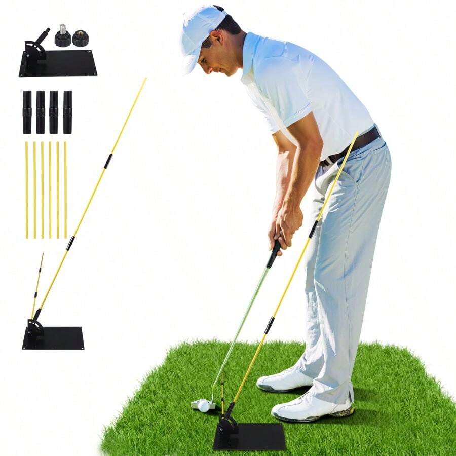Golf Swing Trainer For Swing Plane & Alignment – 2 X 1M Alignment Sticks With Holder, Posture Correction Practice Tool Set - Multicolor - View 1