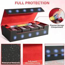 Magnetic Card Deck Box For TCG Storage, Holds 100 Double-Sleeved Cards - Black & Red - View 6