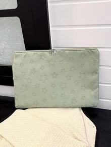 Solid Color Minimalist Luxury Star Pattern Laptop/Tablet Sleeve, Multi-Size Laptop Case Laptop Sleeve Laptop Cover Computer Bag Laptop Bag Water Resistant Travel Essentials - Green - View 5