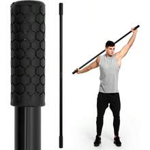 Yoga Stick, 5ft Exercise Stick Mobility, Stretching Stick With Non - Slip Ends, Exercise Dowel Pilates, Balance Pole And Stretch Bar Stretching Equipment - 1 PCS 58 Inches Natural Bamboo Black - View 2