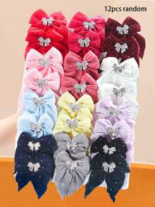 24/12/6pcs Pearl Rhinestone Bow Hair Clips, Durable & Non-Damaging, Sweet & Cute Hair Accessories - Suitable For Girls And Women, Daily School, Dating, Vacation - Multicolor - View 14