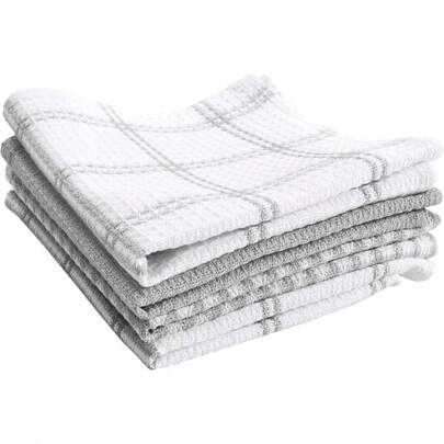 T-fal Textiles 4 Unidades algodón Flat Waffle de Cocina Plato Gamuza Breeze Gris 1