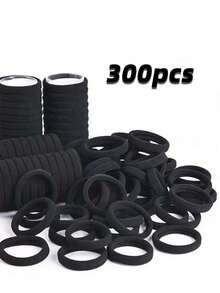 100个装女士黑色时尚简约高弹加厚发圈，适合日常使用和送礼，可作马尾辫发圈、发绳、发圈、发圈、运动发饰等。 - 黑色 - 查看 7