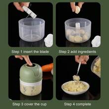 Mini USB Rechargebale Electric Garlic Grinder,  Portable Veggie Press Chopper, 250ML Garlic Mincer For Onions, Peppers, Tomatoes, Kitchen Electric Shredder - Green - View 3