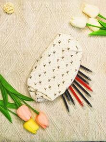 1个大容量化妆品及文具收纳袋，带蝴蝶结装饰，适合返校季使用，可用作铅笔盒或收纳其他学习用品 - 彩色 - 查看 4