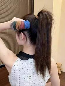 10条/套 新款女士彩色尼龙弹力发圈 马尾辫固定小发绳 橡皮筋发圈 发饰 随机颜色，圣诞礼物，圣诞袜填充物，女士圣诞袜填充物，圣诞礼物，礼物，圣诞袜填充物，女士礼物，礼物，圣诞礼物，弹力发圈 - 彩色 - 查看 3
