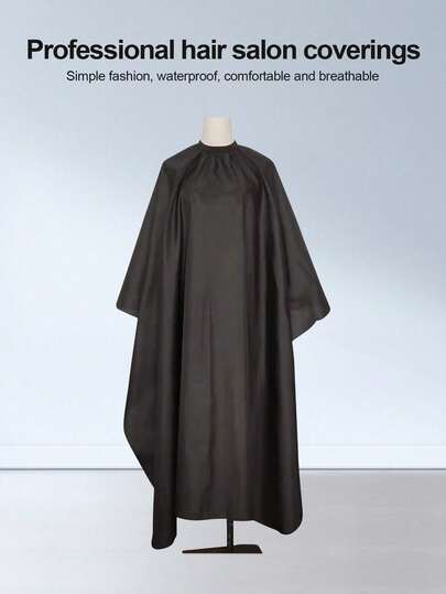 1pc Professional Large Size Hairdressing Cape, With Snap Buttons, Unisex Adult Black Hairdressing Cape; Men's Salon Cape, Waterproof Hairstyling Cape, Hairstylist Gown, Hairdressing Tools, Hairstyling Products And Accessories, Essential Styling Tool For Hairdressing Salon And Travel