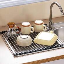 ¡RecomendadoFÁCIL&VIVIR Coladores de Cocina Escurridor de Trastes de Acero Inoxidable Plegable para sobre Fregadero Alimentos Frutas Verduras Utensilios de Cocina Multifuncionales¡Top de Temporada - 1 - Ver 3