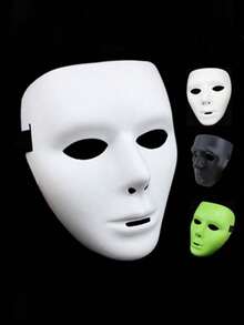 V-Shaped Death Mask Dancer White Hip Hop Goth Full Face Mask, Suitable For Masquerade Ball, Halloween, Singles Party - Multicolor - View 6