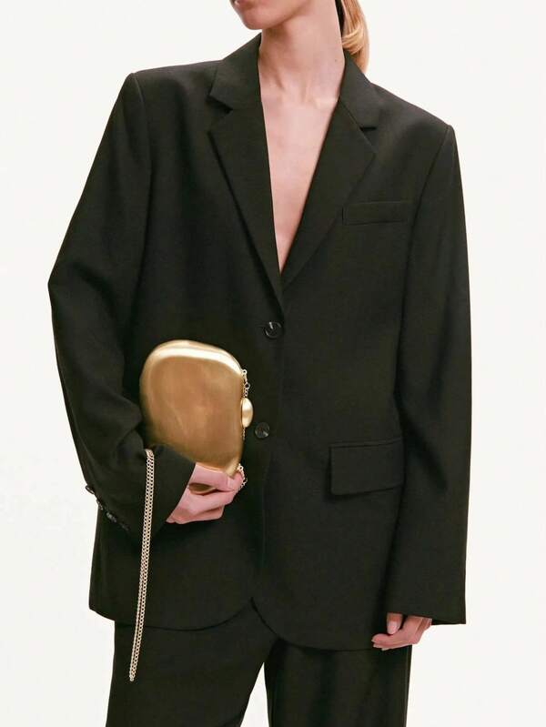 Bolso de embrague de piedra con forma linda para mujer, bolso de mano de metal dorado con concha para fiesta de boda, bolso pequeño