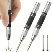 1 Silver Automatic Center Punch Tool With Adjustable Spring Mechanism, Easy To Carry And Store, Suitable For Workshop Production, Car Maintenance, Decoration Construction, Emergency Maintenance - Silver - View 5