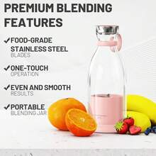 Portable Blender For Shakes And Smoothies With 11.83 Oz Travel Cup And Lid,Durable Stainless Steel Blades For Juice Blending Performance(Pink) - Hồng - Xem 5