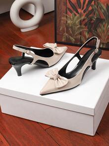 Women's Chunky Heel Sandals, New Versatile French Open Toe Square Toe Roman Sandals, Fashionable Outdoor Non-Slip Rubber Sole Gentle High Heel Ladies' Niche Design High-End Sandals - Beige - View 4