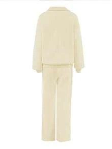 Ținută din 2 piese pentru femei plus size, hanorac casual și pantaloni cu croi larg, roz, potrivită pentru toamnă/iarnă, școală, ieșiri în oraș - Caisă - Vizualizare 6