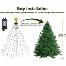 Christmas Lights For Tree 290 LEDs Christmas Tree Lights With Star Toppers 8 Modes 7.5FT X 10 Lines Fairy String Lights Waterfall Tree Lights For 1.8M2.4M Christmas Tree Decorations Warm White - WarmWhite - View 2