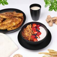 16 Piece Kitchen Wheat Straw Tableware Set, Suitable For 4 People, Non Fragile Modern Plate Combination, Dinner Plate/Dessert Plate/Grain Bowl/Cup, Suitable For Camping And Daily Kitchen Use, Can Be Used As Holiday Gifts - 16 chiếc - Xem 3
