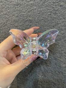 2个/1个女士白色和粉色水晶蝴蝶发夹，时尚简约渐变发饰，适合日常佩戴、洗脸、化妆、搭配服装，爪夹，发爪，发夹，发饰，时尚发夹，夏季穿搭 - 彩色 - 查看 6